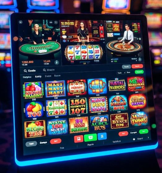 modern online casino interface showing slot games and live dealer tables