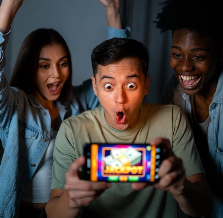 friends winning a jackpot